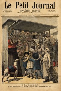 Köpmännen och deras boulevard visas på årets dag i Paris. Gravyr i "" Le petit journal"" 1892-01-02. Selvas samling. av Unknown artist