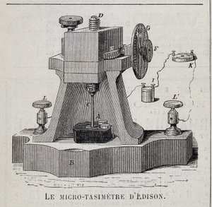 Edisons mikro-tasimeter - gravyr, sent 1800-tal av Unknown artist