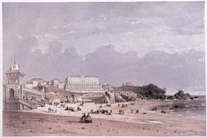 De nya baden i Cote des Fools och kasinot i Biarritz, sd. 1800-talet av Unknown artist