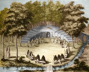 Nunnorna i Port-Royal-des-Champs (Port Royal des Champs) håller föreläsningen i ensamhet. av Unknown artist