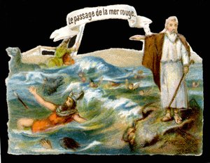 Röda havets passage (Moses) - Kromolitografi av 1800-talet av Unknown artist