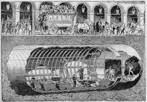 Genomborrningen av vägen under Rivolis gata 1895. av Unknown artist