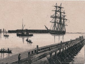 Hamnen i staden Calais i "" Världen illustrerar 168 vyer"" Odaterad (slutet av 1800-talet) av Unknown artist