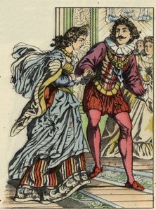 Prinsen bjuder Askungen att dansa. Illustration av Charles Perraults berättelse "Askungen eller La petite slipper de verre" av Unknown artist