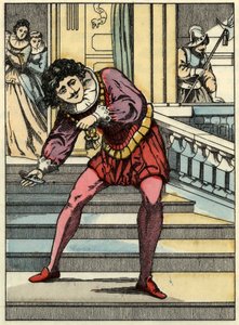 Prinsen hämtar glasskon av Askungen. Illustration av Charles Perraults berättelse "Askungen eller La petite slipper de verre" av Unknown artist