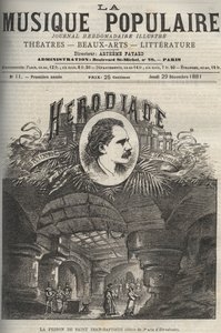 Johannes Döparens fängelse - dekor av 3:e akten av "Herodiade", opera i fyra akter och sju målningar av Jules Massenet, på ett libretto av Paul Milliet och Henri Gremont - gravyr i "La musique populaire"" illustrerad veckotidning - 1882 av Unknown artist
