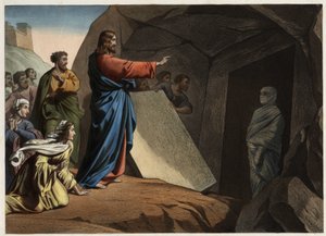 Lasarus uppståndelse. Anonym gravyr från mitten av 1800-talet. av Unknown artist