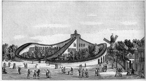 Berg-och dalbanan i Beaujon Garden i Paris 1821. I "" Nature. Översyn av vetenskaper och deras tillämpningar för konst och industri.” 1888 av Unknown artist