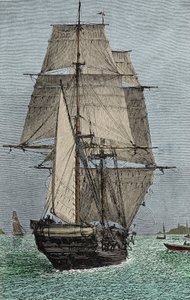 Skeppet "Beagle" (expedition där Darwin deltog som naturforskare av Unknown artist