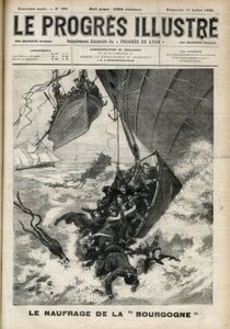 Transatlantens skeppsbrott "Bourgogne"-gravyren i "The illustrious progress"" från juli 1898. av Unknown artist