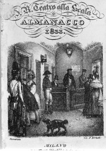 Biljettkontoret för teatro alla Scala, almanach från 1833. av Unknown artist