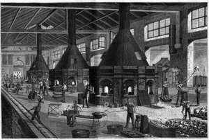 Hela glasföremålet från bröderna MM Appert, som visar arbetet med den nya processen att blåsa glas med luftkompresser. av Unknown artist