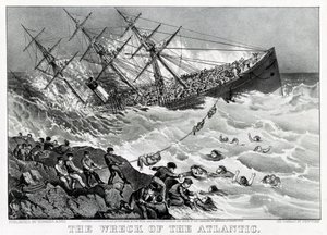 Vraket av RMS Atlantic transatlantic ocean liner of the White Star Line, vid kusten av Nova Scotia av Unknown artist