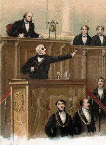 Det finns bara ett fel kvar som gör att Adolphe Thiers (1797-1877) inte har kunnat utses till den lagstiftande församling som förutsåg händelserna 1870, 3 maj 1866 (Adolphe Thiers talar i en möteslokal för corps lÃ av Unknown artist