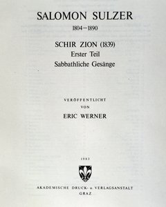 Titelsidan för Schir zion av Salomon Sulzer av Unknown artist