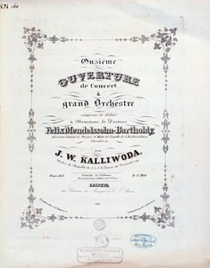 Titelsida för partitur till ouvertyr nr 11 av Kalliwoda av Unknown artist