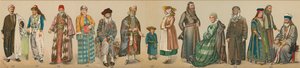 Judiska folkets traditionella dräkter, från "The Jewish Encyclopedia av Unknown artist