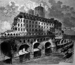 Förvandlingar av Paris under det andra imperiet, Haussmann Works: Demolition of the former Hotel Dieu. av Unknown artist