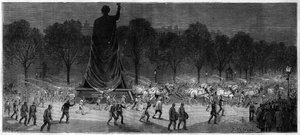 Översättning av statyn av Republiken (Marianne i brons, 9,50 m hög), från Mr. Thiebauts verkstäder på Place de la Republique i Paris 1883 av Unknown artist