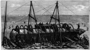 Transport av obelisken känd som "Needle of Cleopatra" från Egypten till England av Unknown artist