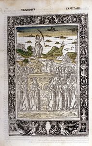 Triumf för Petrarkas kyskhet (Francesco Petrarca). Miniatyrer sd. Bibl. Trivulziana, Milano. av Unknown artist
