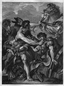 Tolv verk av Hercules: Diomede dödar av Hercules och äter av sina egna hästar. gravyr efter målningen av Jean-Baptiste-Marie (Jean Baptiste Marie) Peter. (1714-1789) av Unknown artist