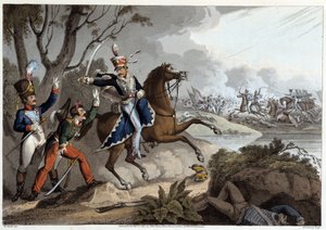 Två franska officerare togs till fånga i slaget vid Albuera - i "Historiska, militära och sjöanekdoter..." av Edward Orne av Unknown artist