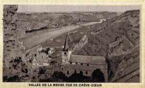 Vallee de la Meuse: utsikt över Creve Coeur (Creve-Coeur eller Crevecoeur), Vallonien, Belgien. Kromolitografi från slutet av 1800-talet. av Unknown artist