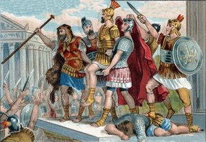 Vespasianus (på latin Titus Flavius Vespasianus) (9-79) utropades till kejsare av sina soldater. Kromolitografi omkring 1890. av Unknown artist