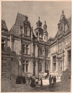 Utsikt från det inre av innergården till Hotel Escoville i Caen 1860, Frankrike av Unknown