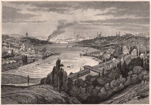 Utsikt över Konstantinopel, nu Istanbul, och Gyllene hornet under XIX-talet av Unknown