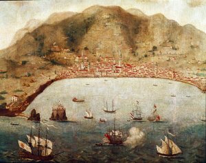 Utsikt över Funchal, Madere Island (målning av Unknown artist