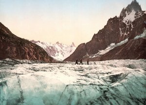 Utsikt över Mont Blanc: Mer de Glace. Fotokrom c. 1890. av Unknown artist