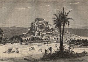Utsikt över Oued el Golea (El Menia eller El Menea tidigare El Golea) i Algeriet i södra provinsen Oran i slutet av 1800-talet - gravyr av Unknown artist