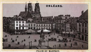 Utsikt över Place du Martroy i Orleans, Department of Loiret och Centre-regionen, Frankrike. Kromolitografi från slutet av 1800-talet. av Unknown artist