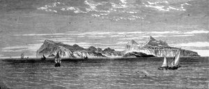 Utsikt över ön Procida utanför Neapel. 1800-talsgravyr. av Unknown artist