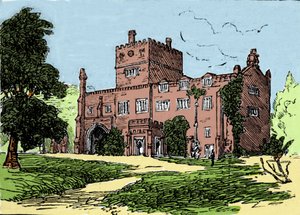 Utsikt över Tavistock Abbey, residens för Francis Drake (1540-1596), kapare och brittisk upptäcktsresande. Illustration av 1800-talet. av Unknown artist