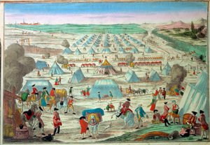 Vy över ett militärläger i Preussen Gravyr av 1800-talets Paris, Armee Museum av Unknown artist