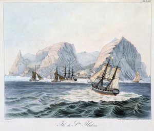 Utsikt över ön St. Helena i "" Utsikter och landskap i de jämvädande regionerna, samlade på en resa runt om i världen"", sd. tidigt 1800-tal av Unknown artist