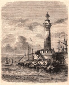 Utsikt över fyren Point of Joliette i Marseille under XIX-talet av Unknown