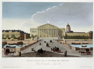 Utsikt över deputeradekammarens palats - i "" Views of Paris"" av Courvoisier av Unknown artist