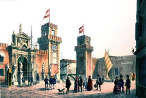 Utsikt över Venedigs Arsenal på 1800-talet. av Unknown artist