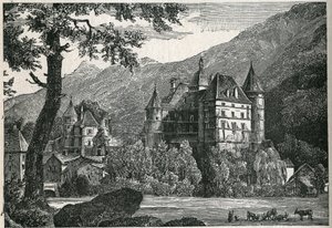 Utsikt över slottet Vizille i Isere. av Unknown artist