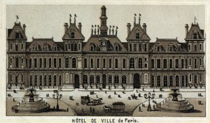 Utsikt över stadshuset i Paris och platsen. Kromolitografi från slutet av 1800-talet. av Unknown artist