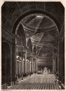 Utsikt över interiören av kyrkan Madeleine i Paris 1843, strax efter att den öppnat för gudstjänst av Unknown