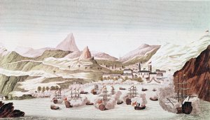Utsikt över ön Saint Helena (gravyr av Unknown artist