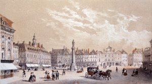 Utsikt över det stora torget i staden Lille. Gravyr av 1800-talets Paris, B.N. av Unknown artist