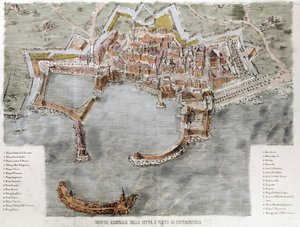 Utsikt över hamnen i Civitavecchia nära Rom. 1800-talet. av Unknown artist