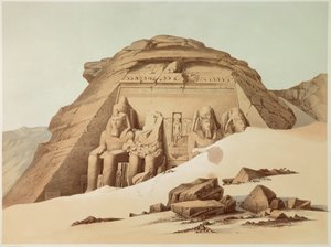 Utsikt över Abu Simbels tempel. Egypten. Illustration av 1800-talet. Paris, Frankrikes college av Unknown artist