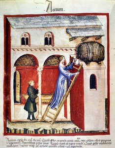 Vinägerproduktion. Belysning från mjölkning av medicin och diet "" Tacuinum sanitatis"" av Unknown artist